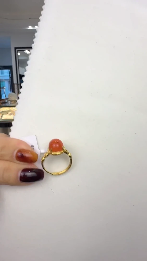 银S925镶嵌南红玛瑙戒指南红戒指