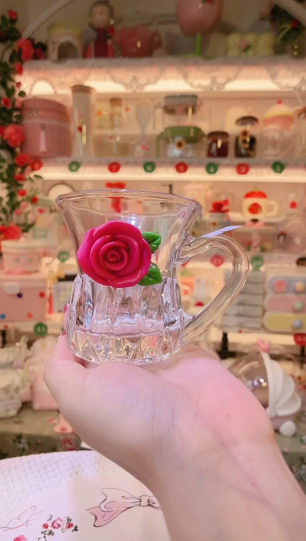 开播福利，仅剩一件！玫瑰花宽口杯