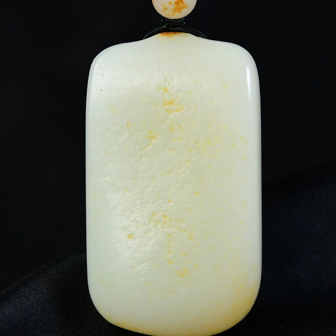 收藏款和田玉平安无事牌吊坠老熟料男女玉石项链挂件满皮真皮玉坠