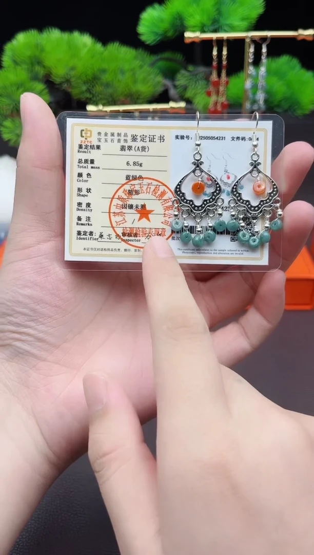 翡翠银S925镶嵌耳饰432