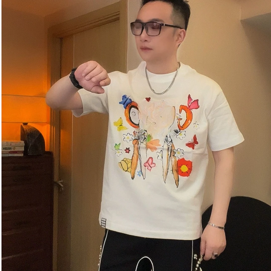 时尚穿搭【GD蝴蝶花剪刀】短袖T恤，男女同款