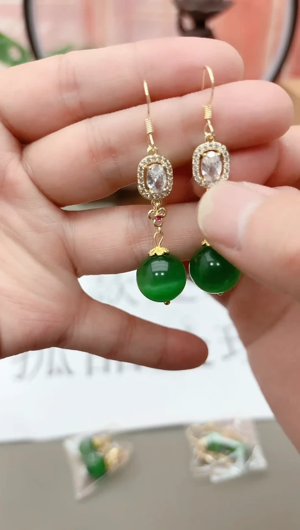 银S925镶嵌耳坠玛瑙/玉髓j801