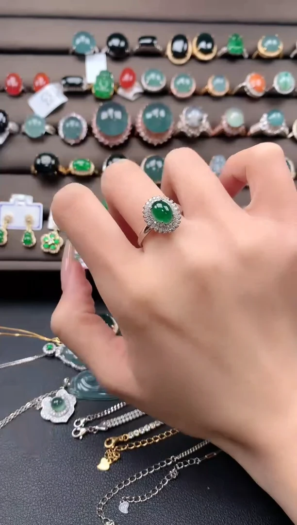 【闪购商品】翡翠戒指银S925镶嵌313131