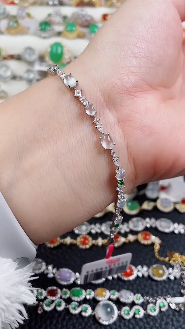 银S925镶嵌手链翡翠138