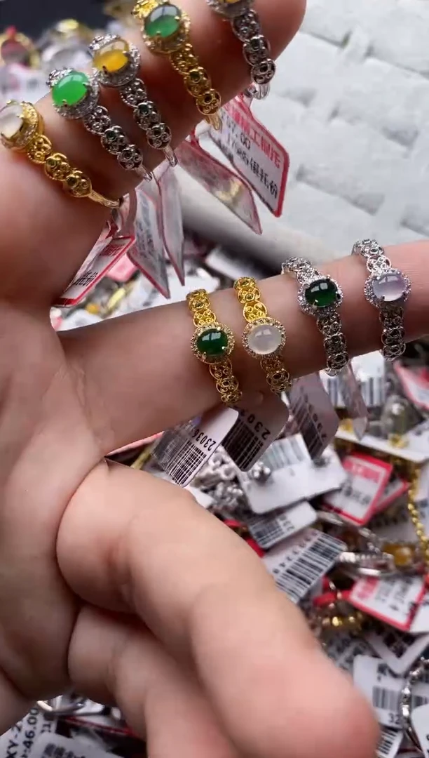 【闪购商品】翡翠戒指银S925镶嵌多样性发货介意勿拍