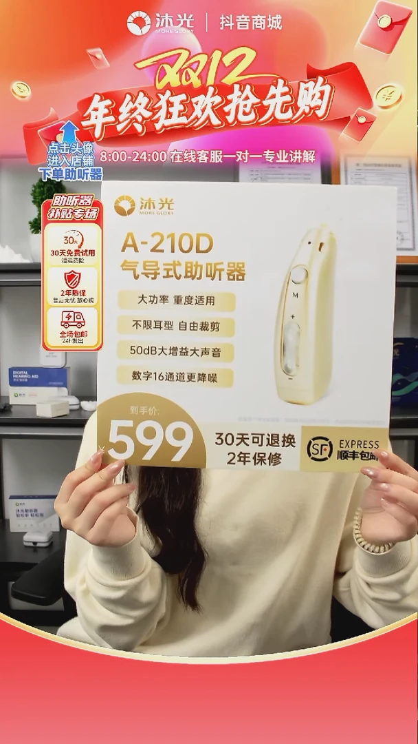 210D-耳背式大功率助听器，120分贝，小巧隐形，适合极重度听力损失