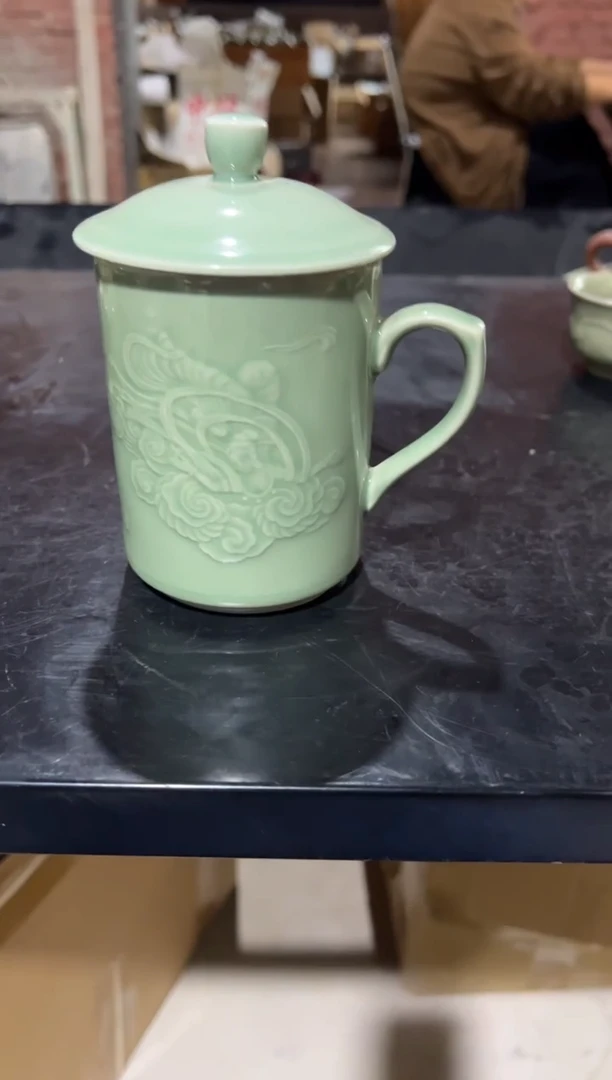 微瑕耀州窑敦煌飞天办公杯