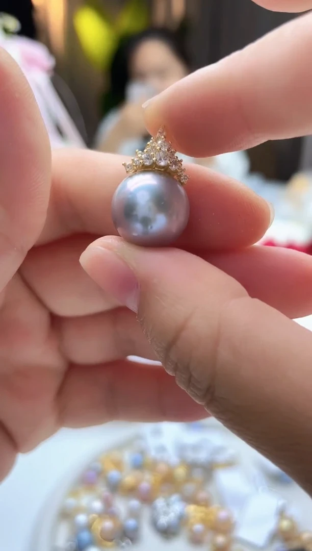 吊坠(不含链)未镶嵌淡水珍珠13mm+灰色系冰雪女王