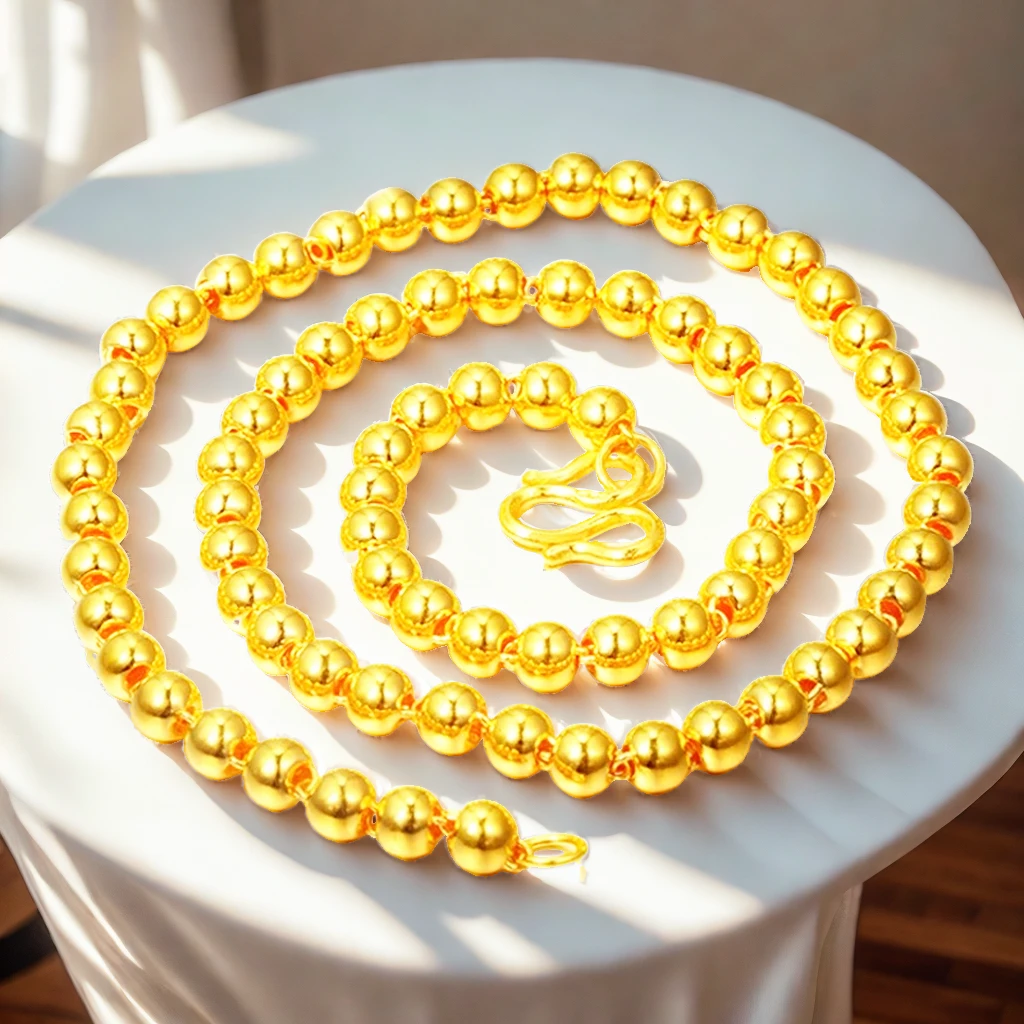 【丽姐】 国潮风时尚男士款复古风格老板8mm合金圆珠项链【ZL74390】