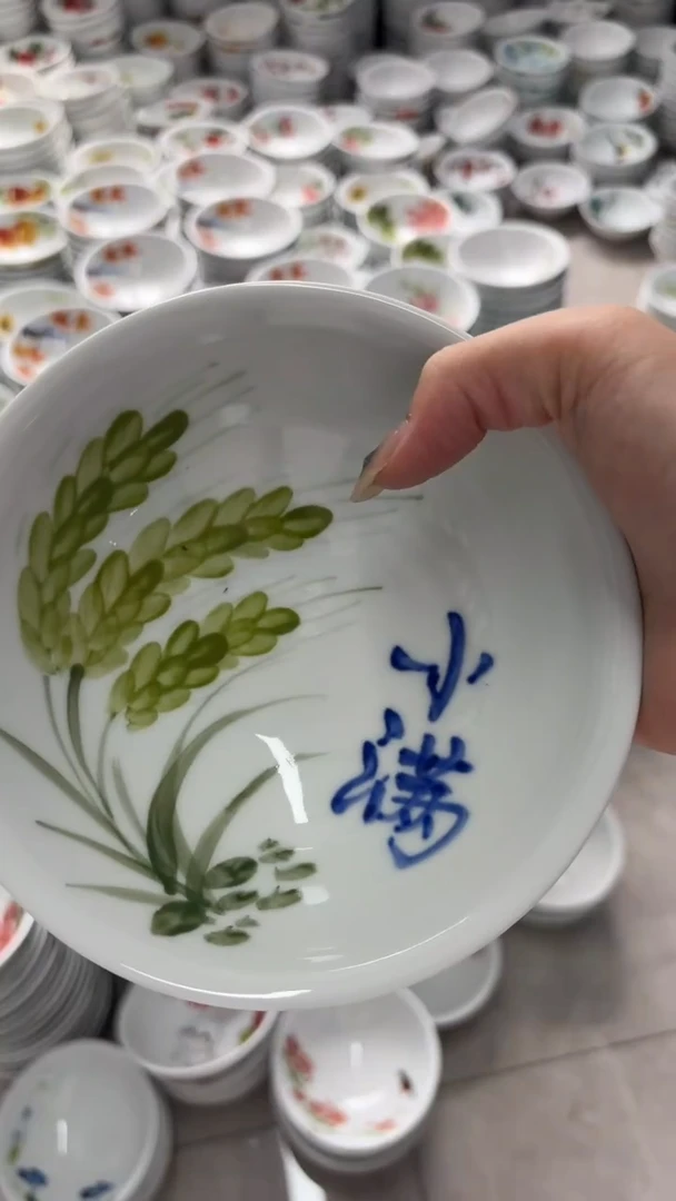 瓷片景德镇高温陶瓷食品级手绘釉中彩-壮壮碗
