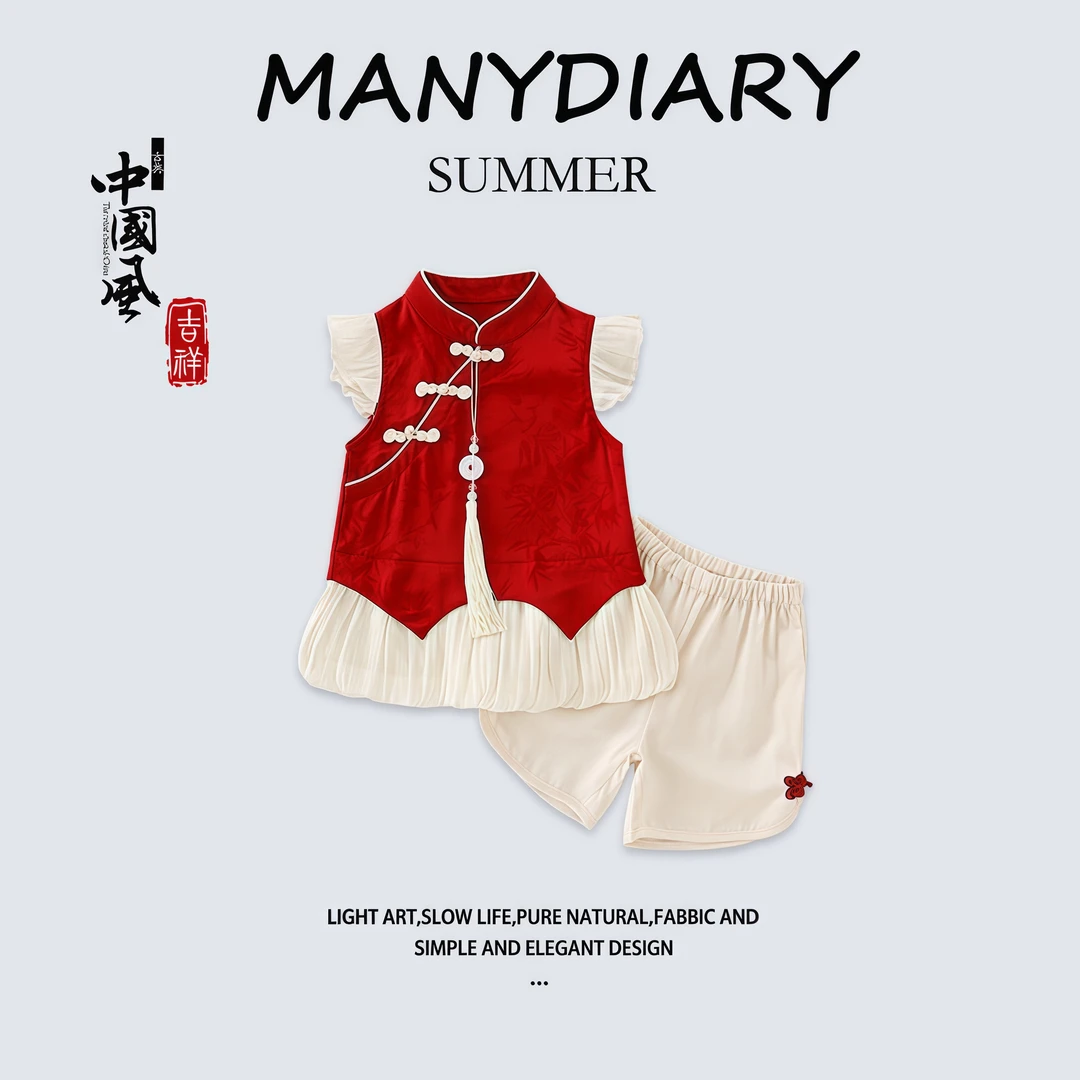 2025女童婴儿宝宝周岁礼服连衣裙新款中国中式旗袍汉服改良短袖裙