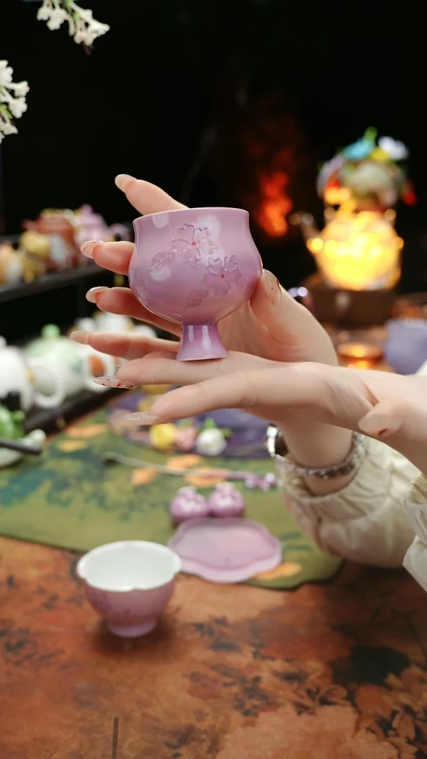 【闪购商品】紫色高足主人杯（温记）