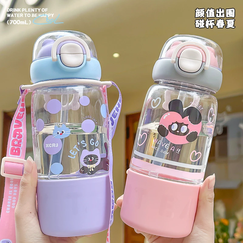 小茶日记夏季大容量水杯吸管杯三用耐摔便携耐高温塑料杯子高颜值