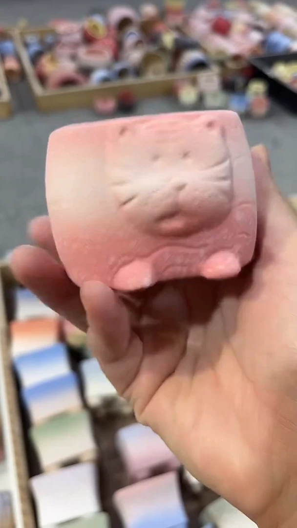 麦饭石粗陶多肉花盆口径5.5*5