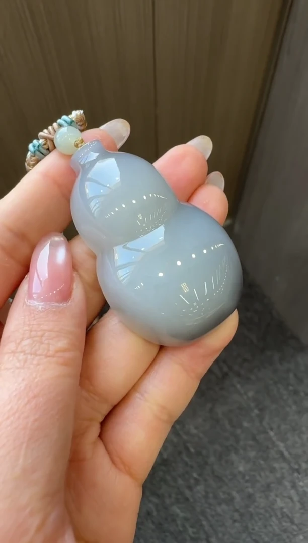 颈饰未镶嵌和田玉孤品 烟紫大葫芦吊坠/配绳