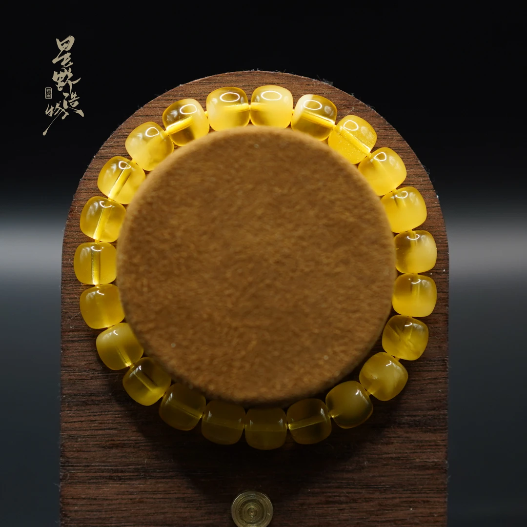 【蜜蜡素圈】星野造物原创设计白花蜜蜡金绞蜜素圈手串轻奢单圈