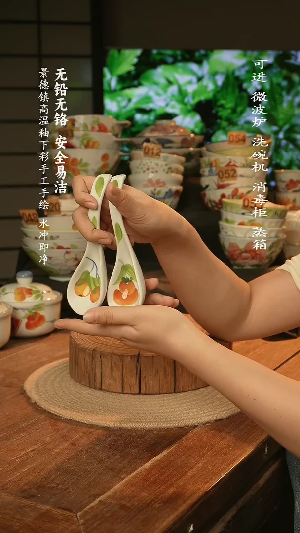 瓷景德镇高温瓷釉下彩手绘陶瓷
