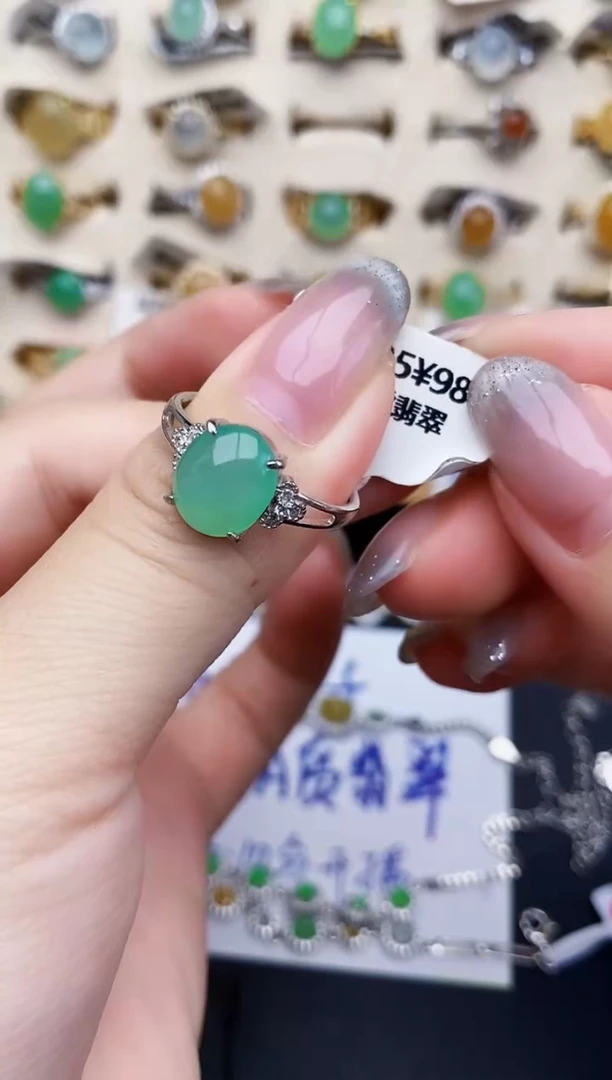 银S925镶嵌戒指翡翠713