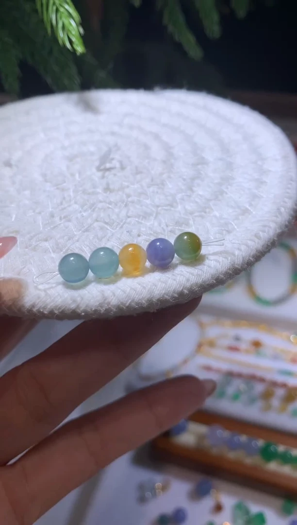 未镶嵌定制翡翠6.1珠子一组五个