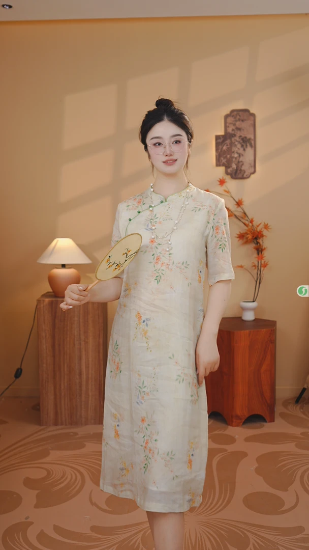 【萤野】改良版旗袍新中式国风复古宽松大码连衣裙