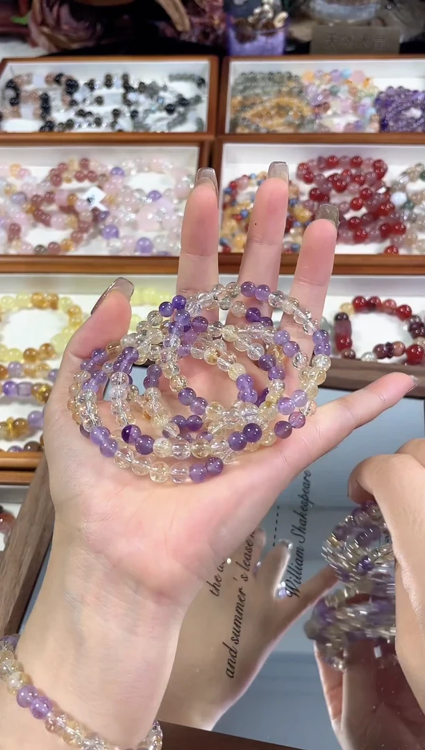 未镶嵌手串水晶天然紫水晶黄塔晶手串多样发一