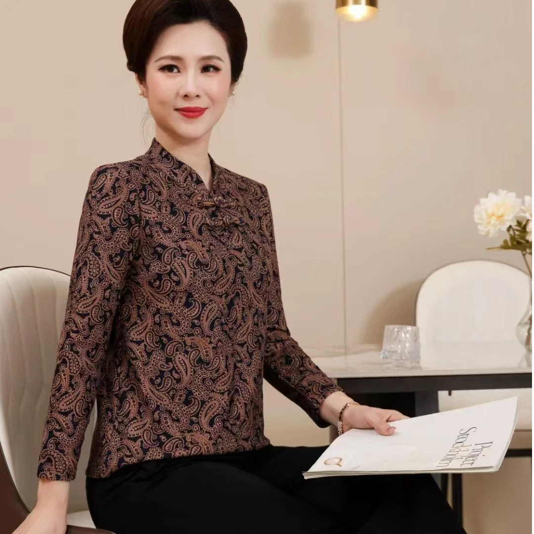 中国风旗袍领羊绒质感亲肤大气百搭女士上衣