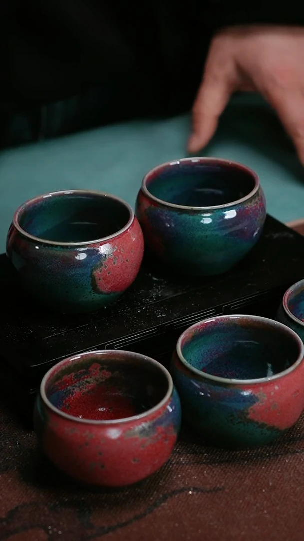 【闪购商品】123-10大缸杯（炉钧釉窑变随机）