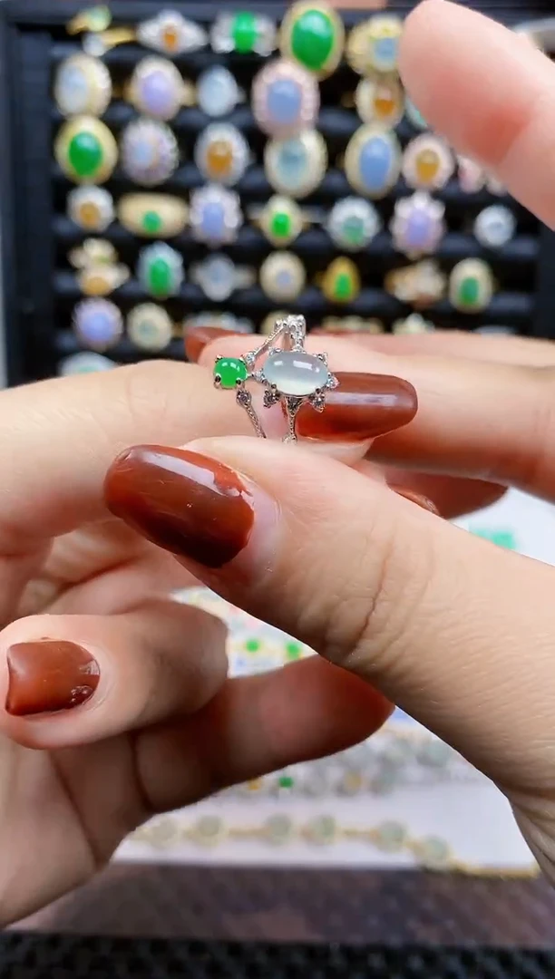 银S925镶嵌戒指翡翠150