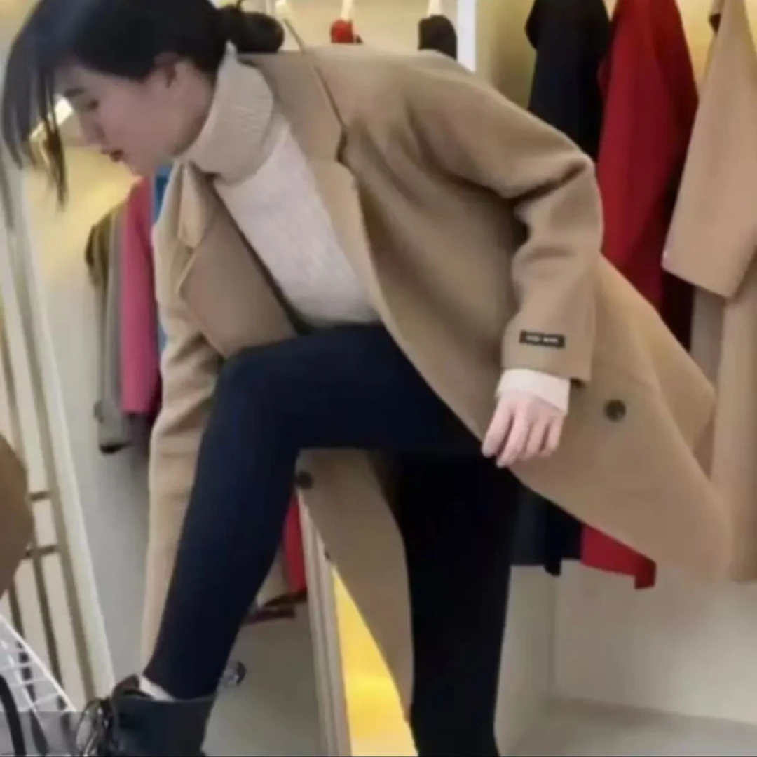 2025秋冬女中长款双面毛呢外套显瘦百搭高级感时尚休闲风