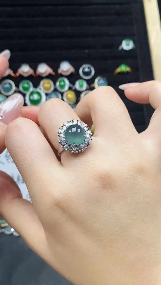 银S925镶嵌戒指翡翠111