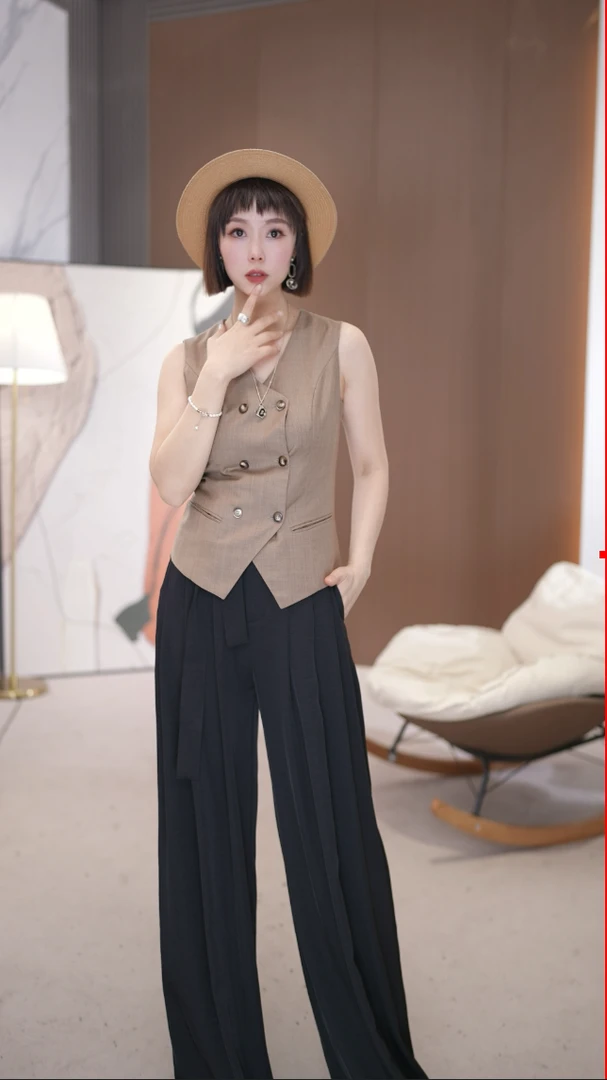 希【185】高端薄荷裤2025春新时尚百搭休闲阔腿裤慵懒大阔腿拖地裤