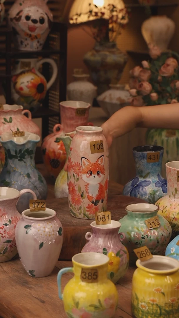 陶瓷108景德镇设计师手作花器摆件侘寂风