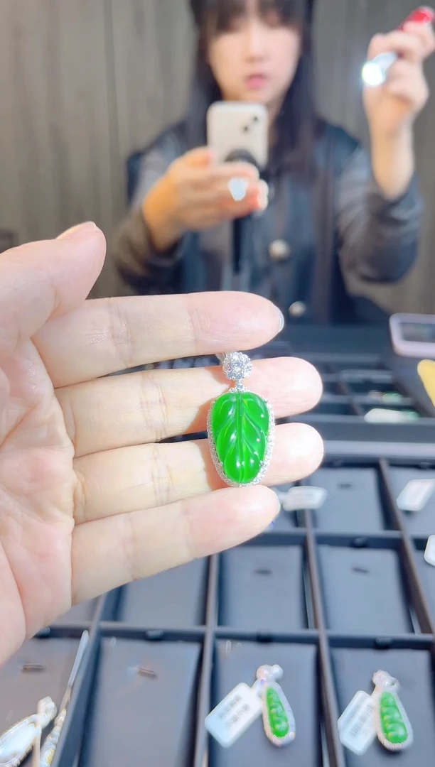 吊坠(不含链)银S925镶嵌翡翠009