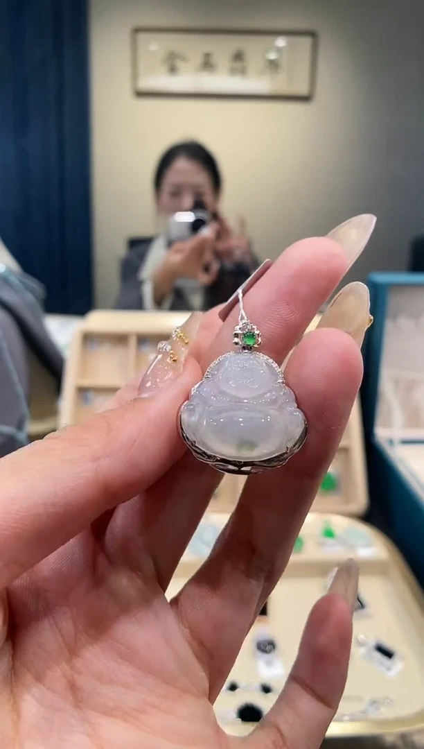 【闪购商品】翡翠吊坠(不含链)18K金镶嵌佛公