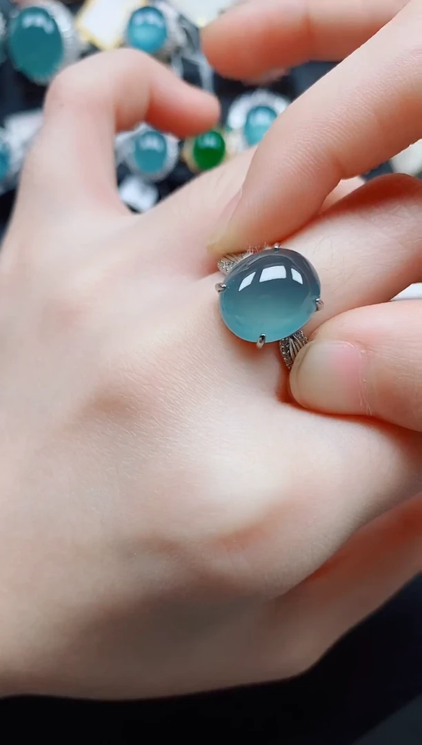 银S925镶嵌戒指翡翠翡翠