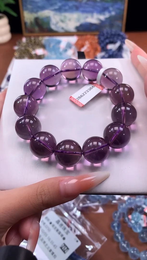 未镶嵌手链水晶?****?巴西紫水晶单圈手串-多样性发一