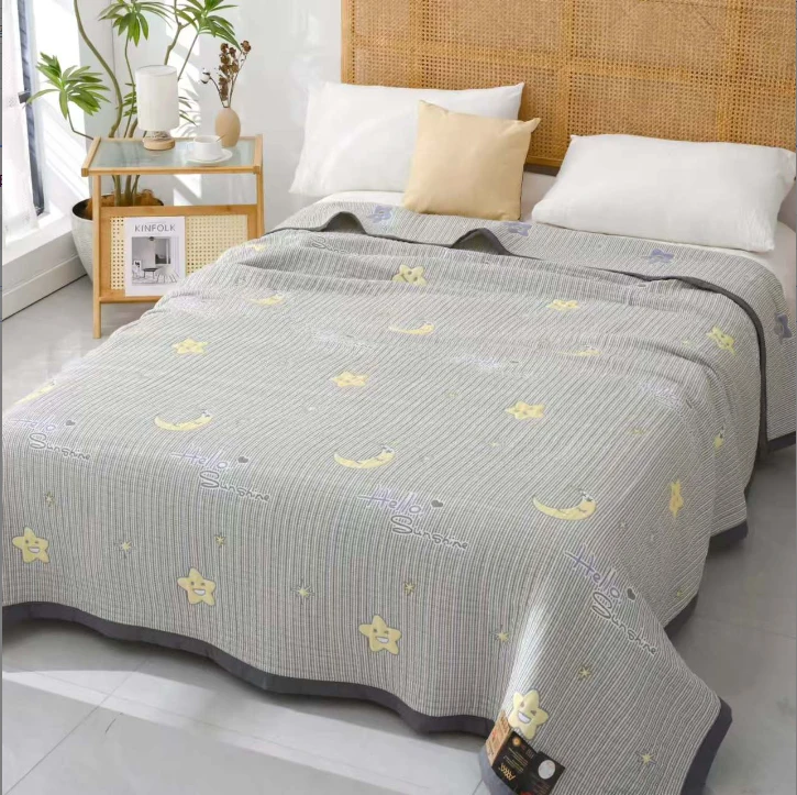 你好星月2.0*2.3纱布床盖卧室加厚单人双层