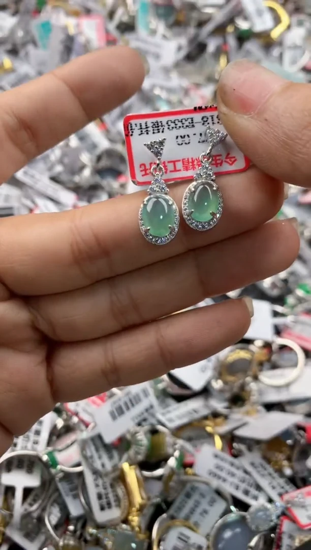 银S925镶嵌戒指翡翠151515---5