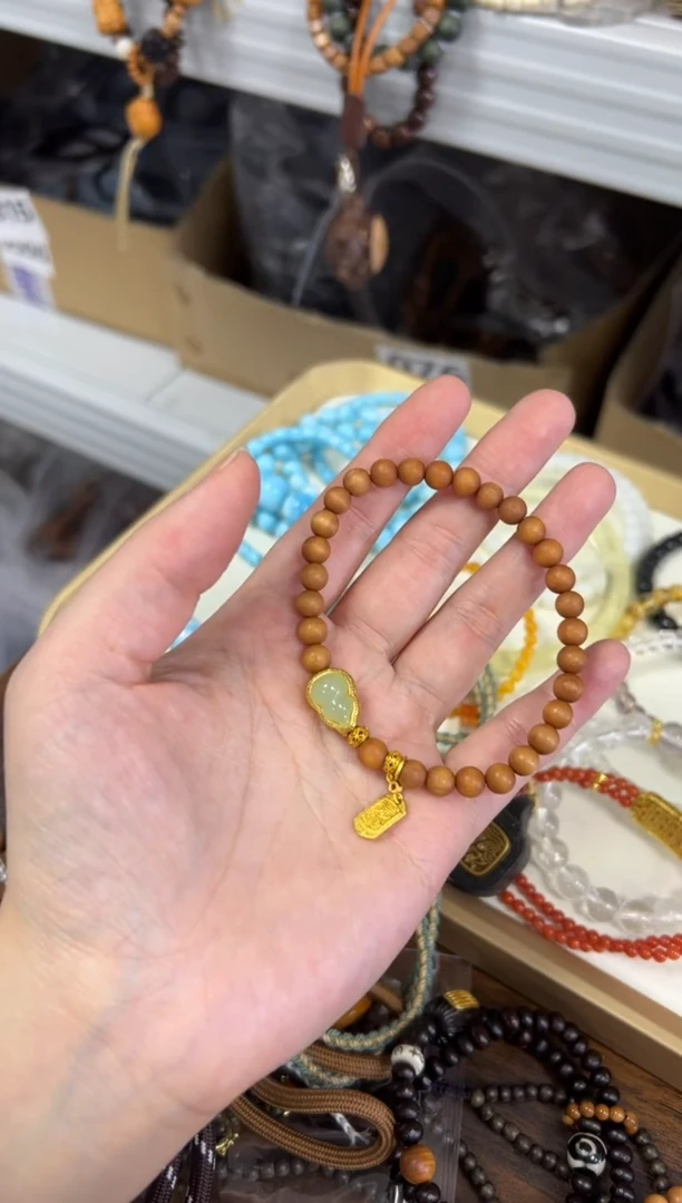 檀香木无事牌黑肉檀香木葫芦款手链[2340]