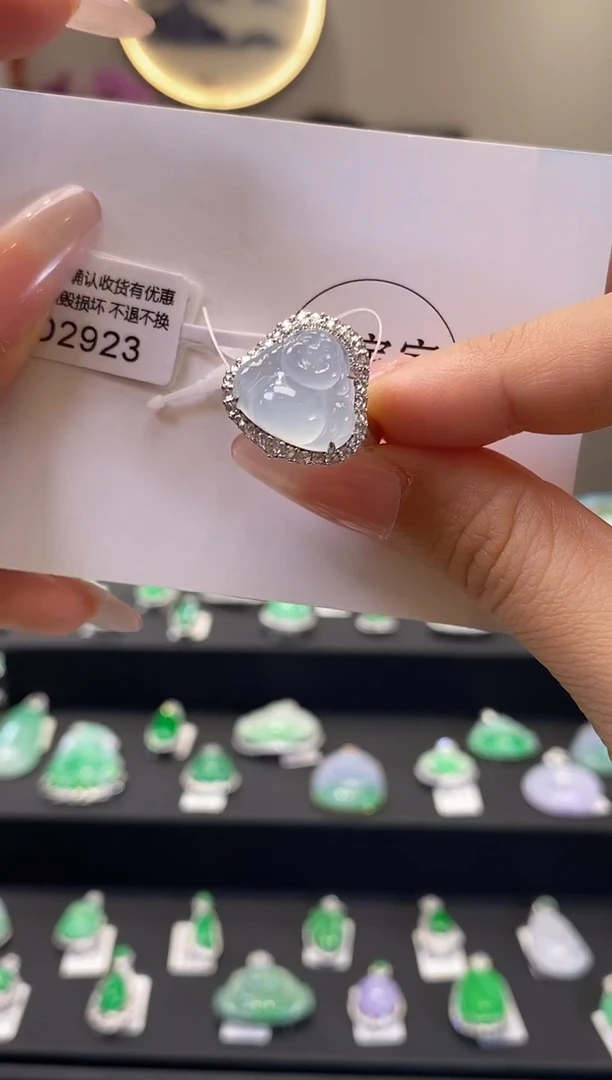 翡翠戒指18K金镶嵌D2923 佛公 含运营费