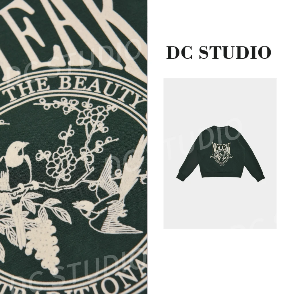 Syan【春眠】2025早春新款时尚休闲百搭复古潮流美式长袖卫衣