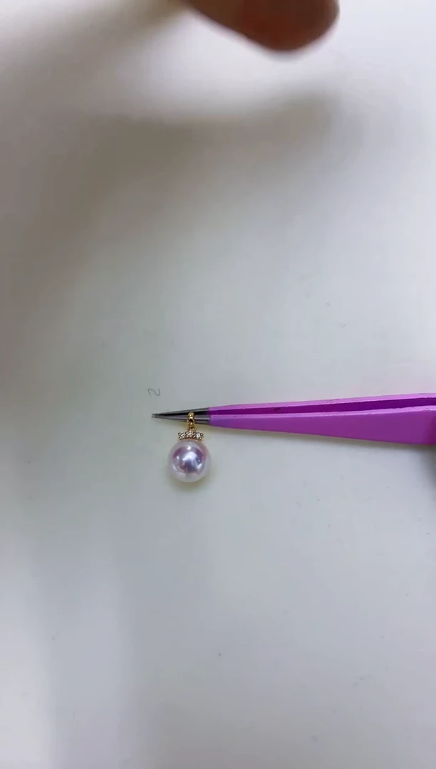 18K金镶嵌海水珍珠商品8-9睫毛款吊坠