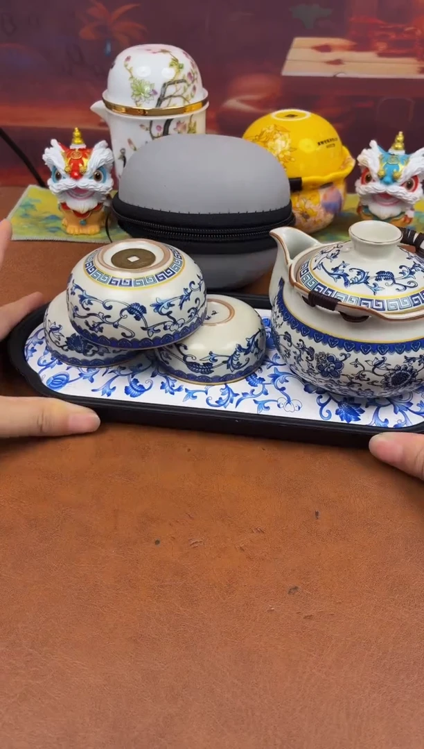 陶瓷茶具摆件旅行套组