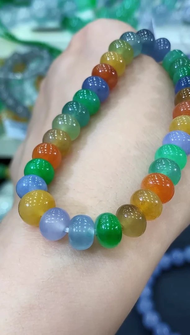 未镶嵌手串翡翠C376 紫货有色差