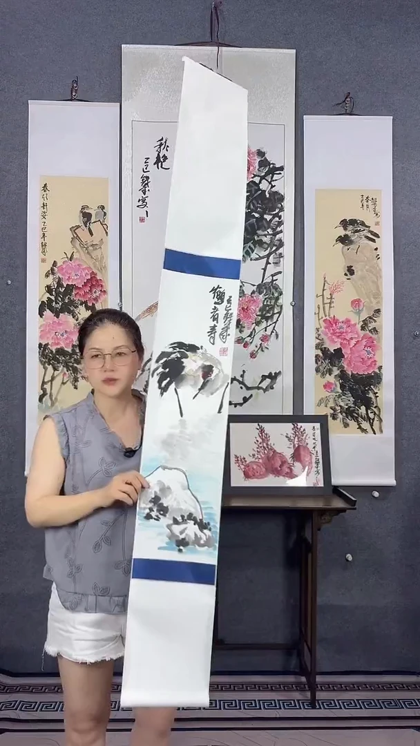 国画155*20吴铁成手绘作品卷轴