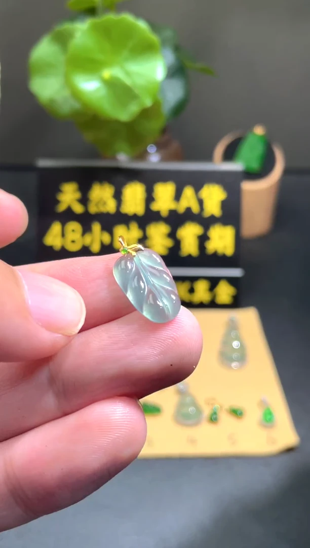 颈饰18K金镶嵌翡翠翡翠A货