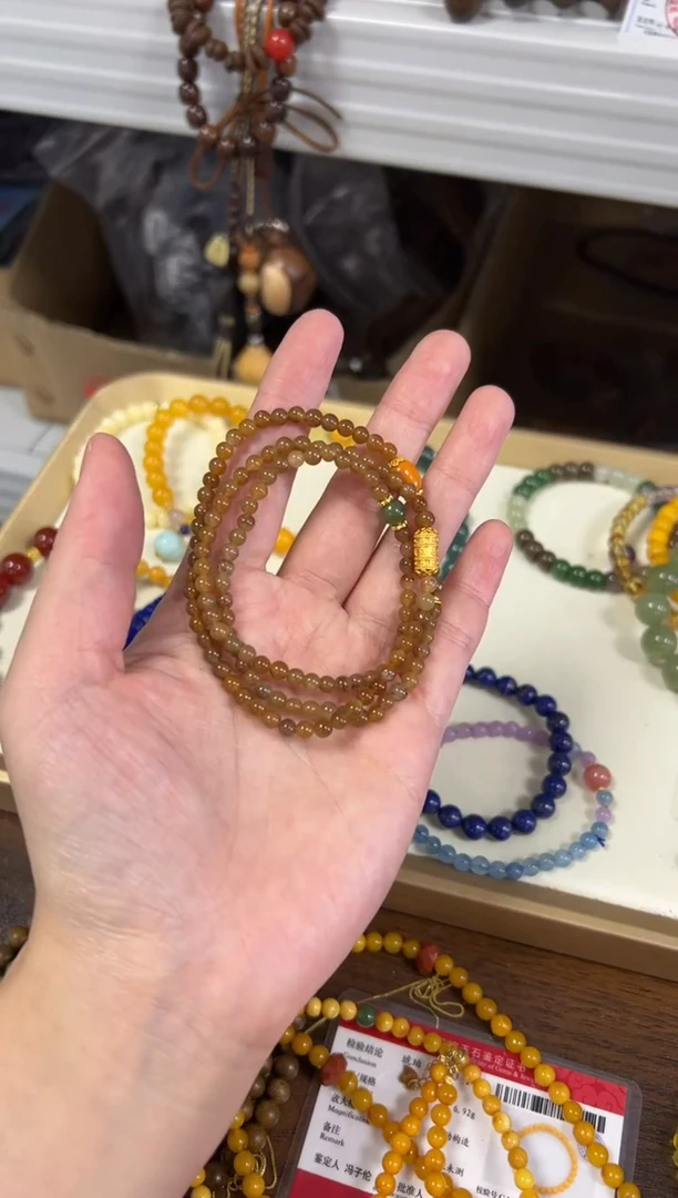 手链未镶嵌和田玉和田玉糖料蜜蜡枣珠多圈手链[2647]