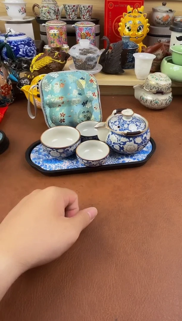 陶瓷茶具摆件旅行套组