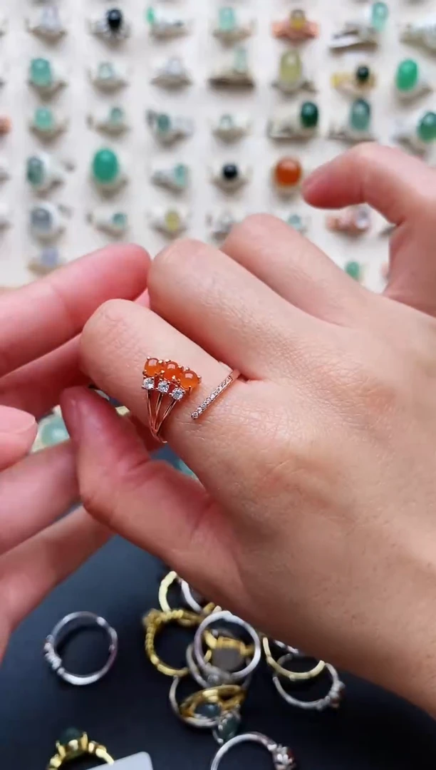 【闪购商品】翡翠戒指银S925镶嵌天然翡翠111  6+