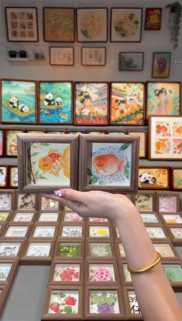 国画桂花小鱼 绣球小鱼 一组11